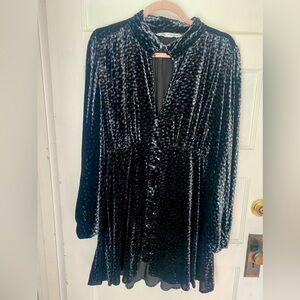 Zara boho velvet button up mini dress